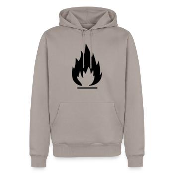 feuer - Männer Premium Bio Hoodie - Taupe - Vorne - Nico (187cm)