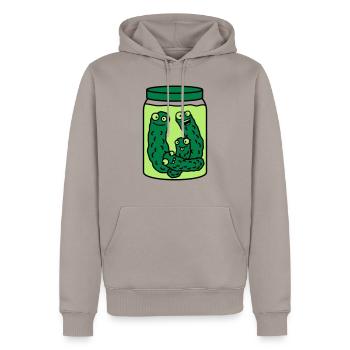 Funny Cucumber Preserving Jar - Sweat à capuche Premium bio Homme - taupe - Devant - Nico (187cm)