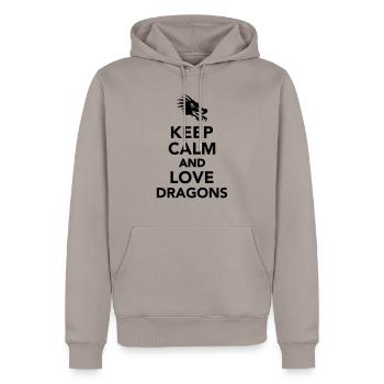 Drachen - Männer Premium Bio Hoodie - Taupe - Vorne - Nico (187cm)