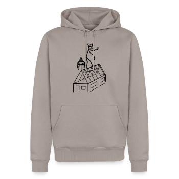 Zimmermann feiert Richtfest - Männer Premium Bio Hoodie - Taupe - Vorne - Nico (187cm)