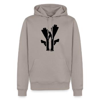 Lauch Fiction - Männer Premium Bio Hoodie - Taupe - Vorne - Nico (187cm)