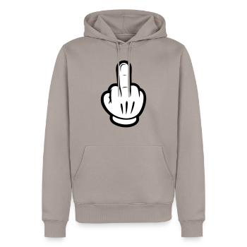 Doigt d’honneur main comique - Sweat à capuche Premium bio Homme - taupe - Devant - Nico (187cm)
