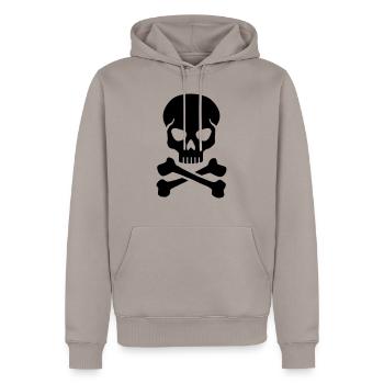 Skull - Herre Premium økologisk hoodie - gråbrun - Foran - Nico (187cm)