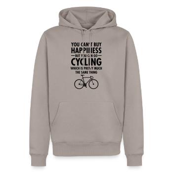 You Can't Buy Happiness - But You Can Go Cycling.. - Sweat à capuche Premium bio Homme - taupe - Devant - Nico (187cm)