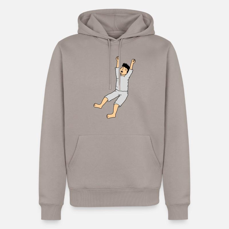 Mann im Schlafanzug - Männer Premium Bio Hoodie - Taupe
