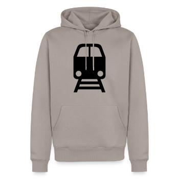 Train - Sweat à capuche Premium bio Homme - taupe - Devant - Nico (187cm)