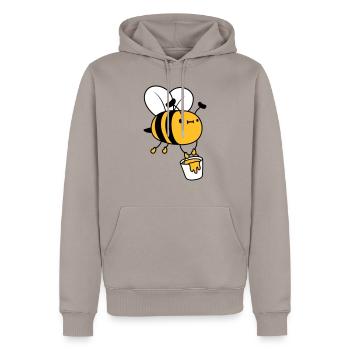 Honig Eimer Biene - Männer Premium Bio Hoodie - Taupe - Vorne - Nico (187cm)