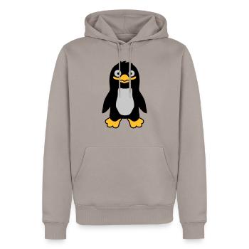 Lustiger ulkiger Pinguin grinst - Männer Premium Bio Hoodie - Taupe - Vorne - Nico (187cm)