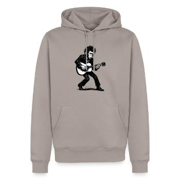 Auteur-compositeur-interprète | Le Singe Danseur - Sweat à capuche Premium bio Homme - taupe - Devant - Nico (187cm)