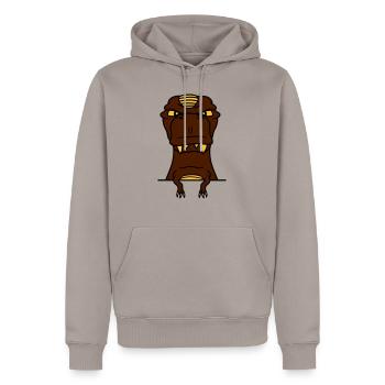 wand text feld schreiben fleischfresser böse monst - Männer Premium Bio Hoodie - Taupe - Vorne - Nico (187cm)
