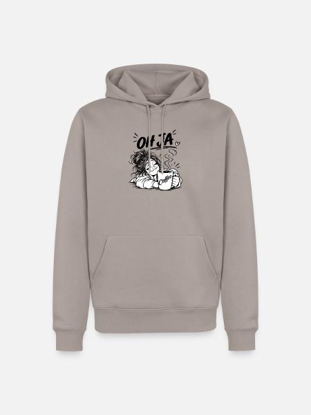 Kaffee Oh Ja Cartoon - Männer Premium Bio Hoodie - Taupe