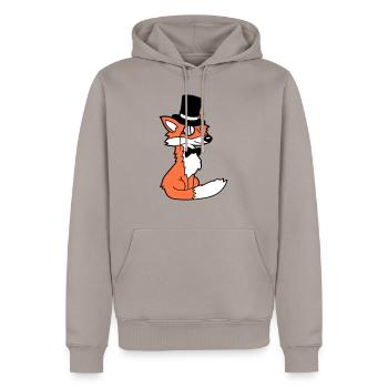 Fox Red Fox Sir Mr. Top Hat Monocle Glasses - Men’s Premium Organic Hoodie - taupe - Front - Nico (187cm)