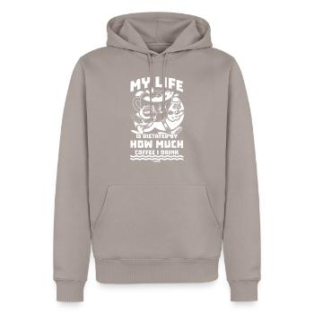 Kaffee - Männer Premium Bio Hoodie - Taupe - Vorne - Nico (187cm)