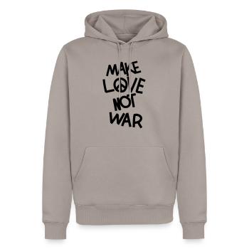Make love not war - Männer Premium Bio Hoodie - Taupe - Vorne - Nico (187cm)