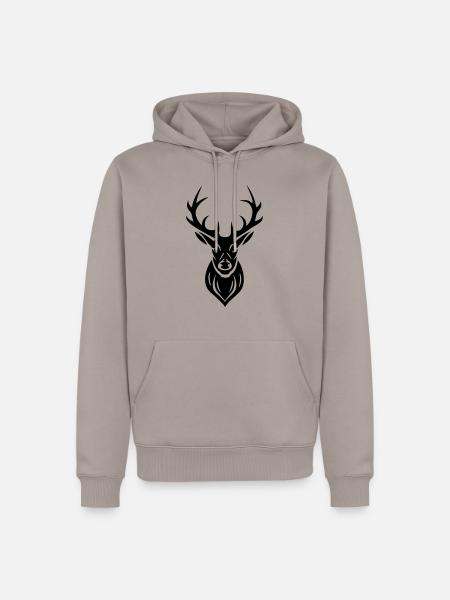 Hirsch Geweih - Männer Premium Bio Hoodie - Taupe