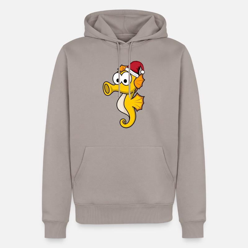 Hippocampe Comic Christmas - Sweat à capuche Premium bio Homme - taupe