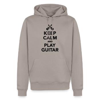 Keep calm and Play guitar - Sweat à capuche Premium bio Homme - taupe - Devant - Nico (187cm)