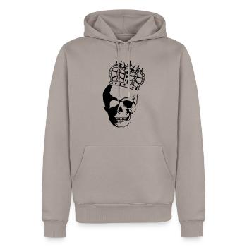 skull_king_01 - Männer Premium Bio Hoodie - Taupe - Vorne - Nico (187cm)