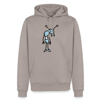 sad_bug_3c - Sweat à capuche Premium bio Homme - taupe - Devant - Nico (187cm)