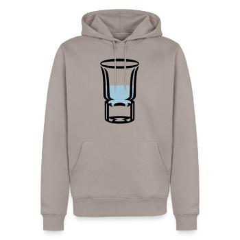 Schnapsglas / shot glass (2c) - Männer Premium Bio Hoodie - Taupe - Vorne - Nico (187cm)