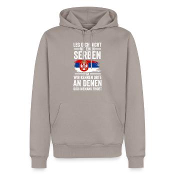 Serbien Serbe Serbisches - Männer Premium Bio Hoodie - Taupe - Vorne - Nico (187cm)