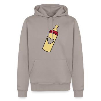 biberon coeur - Sweat à capuche Premium bio Homme - taupe - Devant - Nico (187cm)