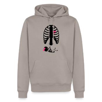 Squelette de grossesse - Sweat à capuche Premium bio Homme - taupe - Devant - Nico (187cm)