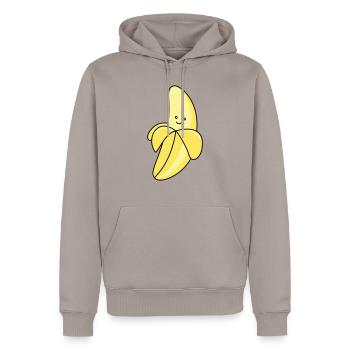 Bande dessinée banane - Sweat à capuche Premium bio Homme - taupe - Devant - Nico (187cm)