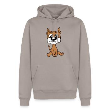 chien assis mignon petit chiot heureux animal de compagnie - Sweat à capuche Premium bio Homme - taupe - Devant - Nico (187cm)
