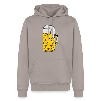 Bier - Männer Premium Bio Hoodie - Taupe - Vorne - Nico (187cm)