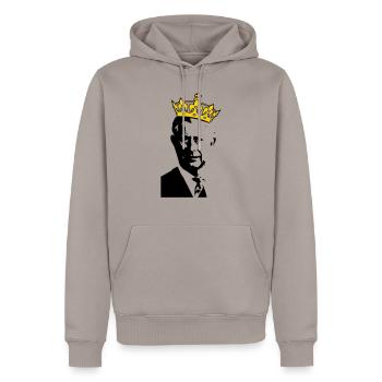 T Shirt King Charles 3 with crown - Men’s Premium Organic Hoodie - taupe - Front - Nico (187cm)