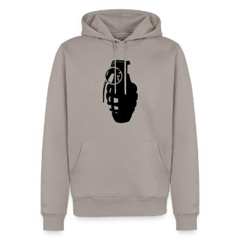 grenade - Sweat à capuche Premium bio Homme - taupe - Devant - Nico (187cm)
