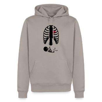 Squelette de grossesse - Sweat à capuche Premium bio Homme - taupe - Devant - Nico (187cm)