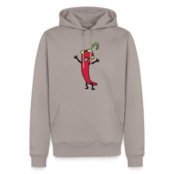 Chili Chilli Peperoni Scharf Lustig Comic - Männer Premium Bio Hoodie - Taupe - Vorne - Nico (187cm)