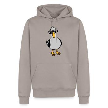 Cooler Blick Möwe Sonnenbrille - Männer Premium Bio Hoodie - Taupe - Vorne - Nico (187cm)