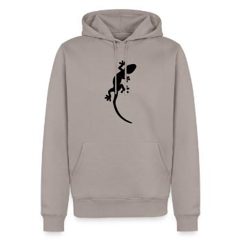 Eidechse - Männer Premium Bio Hoodie - Taupe - Vorne - Nico (187cm)
