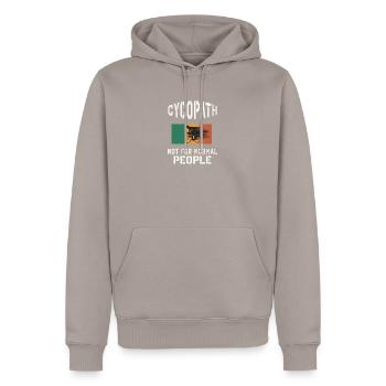 Cyclopath – Bike  Not for Normal People  - Männer Premium Bio Hoodie - Taupe - Vorne - Nico (187cm)