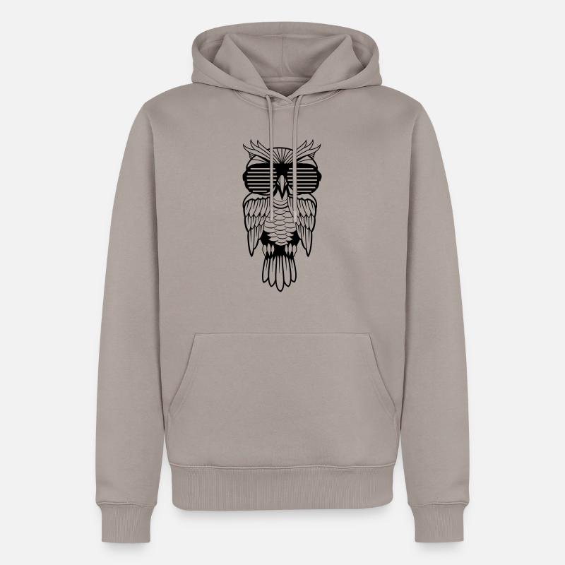 Hipster Eule - Männer Premium Bio Hoodie - Taupe