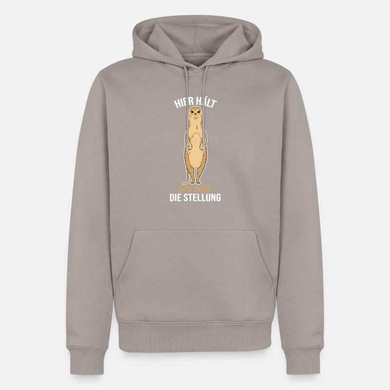 Papa Vater Erdmännchen - Männer Premium Bio Hoodie - Taupe
