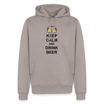Keep Calm Drink Beer - Männer Premium Bio Hoodie - Taupe - Vorne - Nico (187cm)