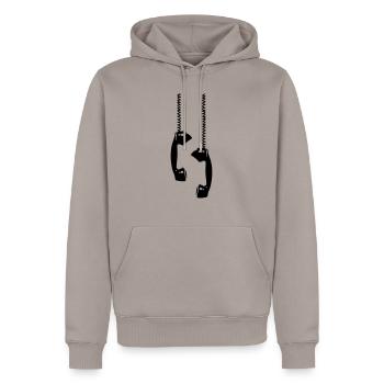 Telefonhörer Nostalgie Retro anrufen antik analog - Männer Premium Bio Hoodie - Taupe - Vorne - Nico (187cm)
