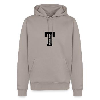 Techno - Männer Premium Bio Hoodie - Taupe - Vorne - Nico (187cm)