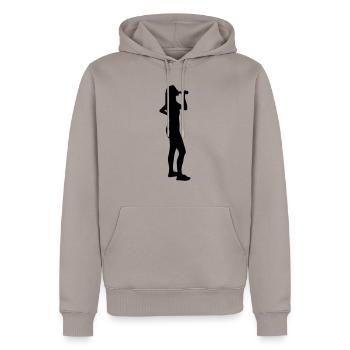 drinking girl bottle - Men’s Premium Organic Hoodie - taupe - Front - Nico (187cm)