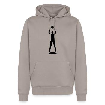 Volleyball Zuspieler Silhouette - Männer Premium Bio Hoodie - Taupe - Vorne - Nico (187cm)