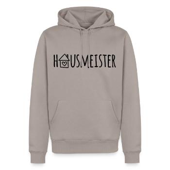 Hausmeister - Männer Premium Bio Hoodie - Taupe - Vorne - Nico (187cm)