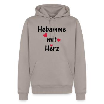 Hebamme mit Herz - Männer Premium Bio Hoodie - Taupe - Vorne - Nico (187cm)