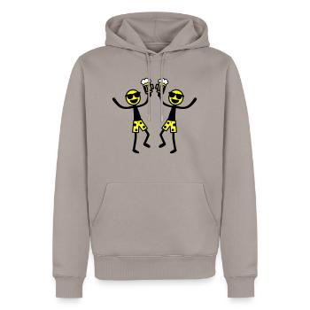 Strichmännchen Bier Party Urlaub - Männer Premium Bio Hoodie - Taupe - Vorne - Nico (187cm)