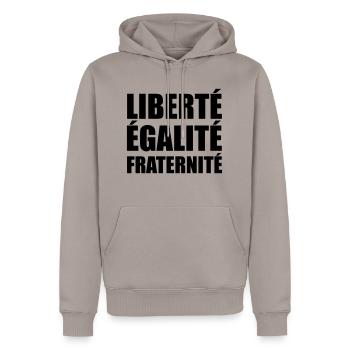Freiheit ich bin Paris Frankreich - Männer Premium Bio Hoodie - Taupe - Vorne - Nico (187cm)