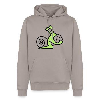 escargot drôle - Sweat à capuche Premium bio Homme - taupe - Devant - Nico (187cm)