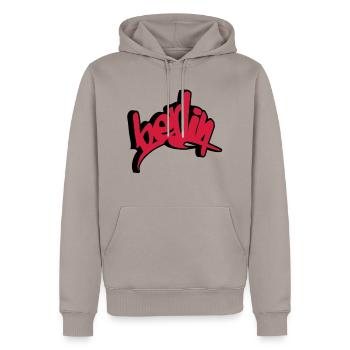 Berlin - Sweat à capuche Premium bio Homme - taupe - Devant - Nico (187cm)
